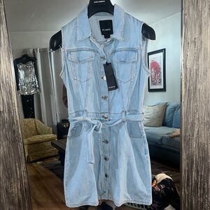 Pinko Sleeveless Light Blue Denim Mini Dress